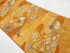 唐織扇に華文・古典柄模様織出し袋帯